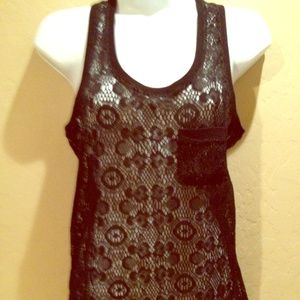 Black lace pocket tank